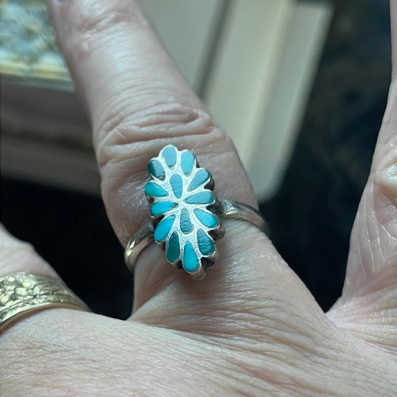 Turquoise Dishta Ring - Sterling Silver - Vintage
