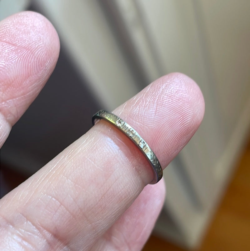 Diamond Three Stone Band 18k White Gold 1928 Vintage