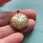 Engraved Heart Locket - Gold Filled - Vintage - PAM