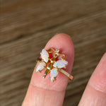 Opal Butterfly Ring - Diamond - 14k Gold - Vintage