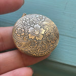 Engraved Flower Locket - Gold Filled - Vintage