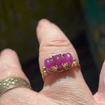 Ruby Trilogy Ring - 9k Gold - Vintage