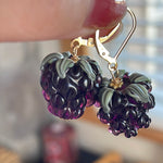 Deep Purple Berry Earrings - Winter Berry - Gold Filled - Handmade