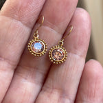 Pink CZ drop earrings - 14k Gold - Vintage