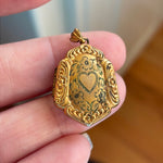 Shield Flower Locket - Gold Filled - Vintage