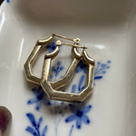 Large Square Hoop Earrings - 9k Gold - Vintage