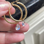 Moonstone Hoop Earrings - 14k gold hoops - 14k drops