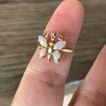 Opal Butterfly Ring - Diamond - 14k Gold - Vintage