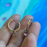 Amethyst Hoop Earrings - 14k Gold - Vintage