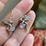 Wee Fairy Earrings - Moonstone - Sterling Silver - Vintage