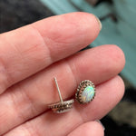 Opal Stud Earrings - Sterling Silver - Vintage