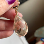 Faceted Quartz Large Pendant - Gold Filled - Handmade