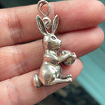 Rabbit Egg Pendant - Sterling Silver - Vintage