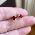 Garnet Stud Earrings - 14k Gold - Vintage