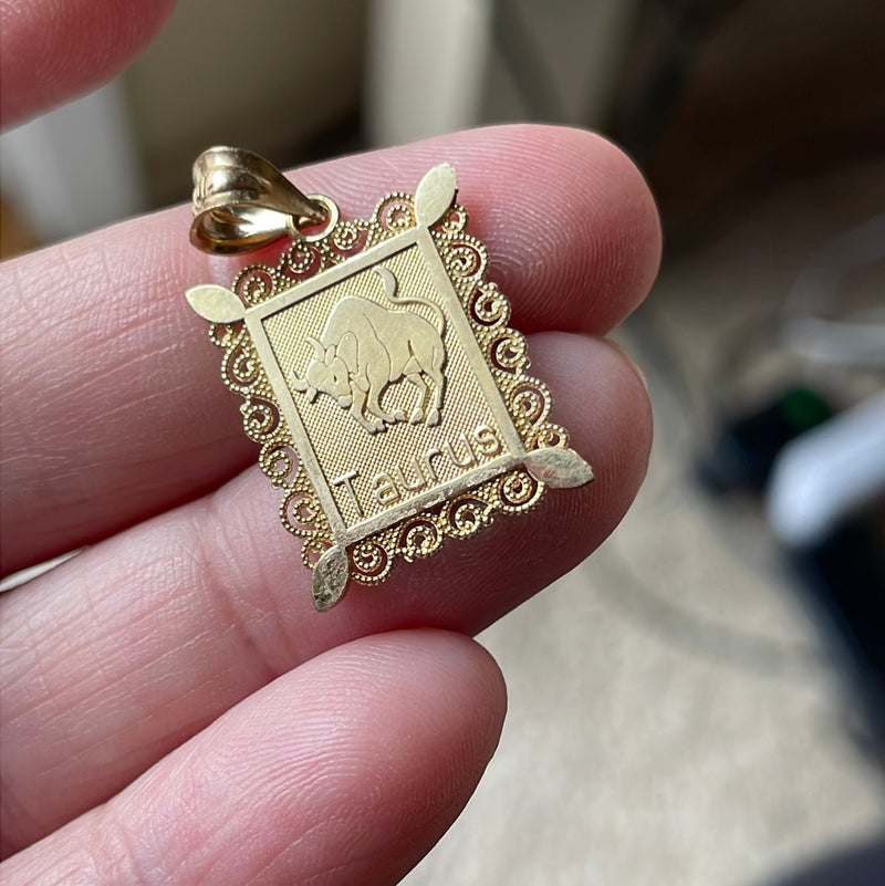 Taurus Pendant - Zodiac - 10k Gold - Vintage