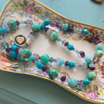 Ocean Confetti One of a Kind Necklace - Turquoise, Chalcedony, Fluorite and Amazonite - Sterling Heart Clasp - Handmade