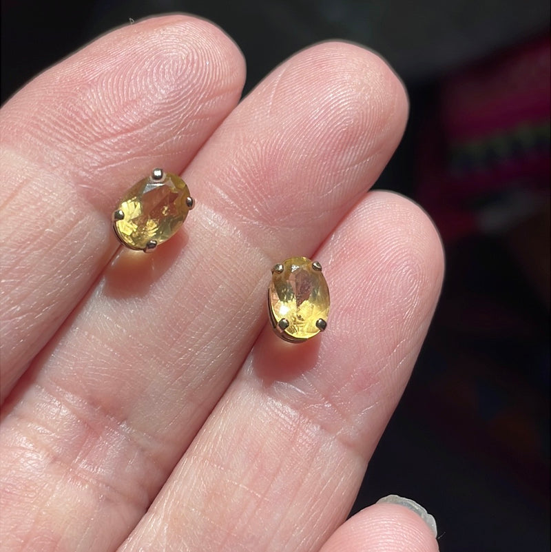 Citrine Stud Earrings - 10k Gold - Vintage