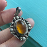 Amber Pendant - Sterling Silver - Vintage - As Is