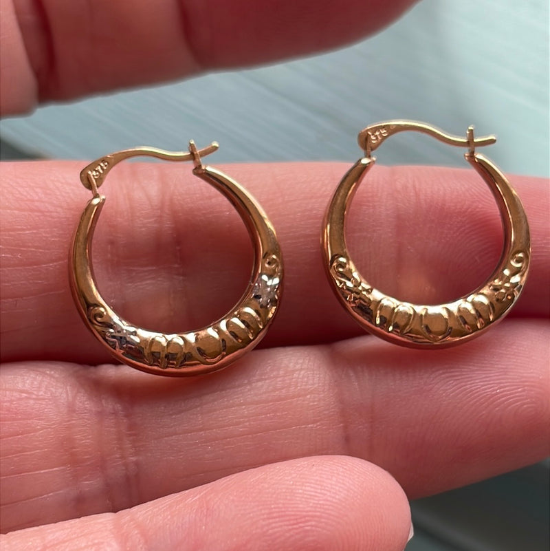 Mum Hoop Earrings - 9k Gold - Vintage