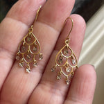 Gold Chandelier Earrings - 14k Yellow and White Gold - Vintage