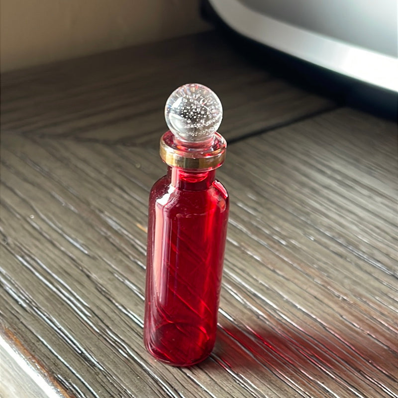 Mini Glass Bottle - Red - Vintage