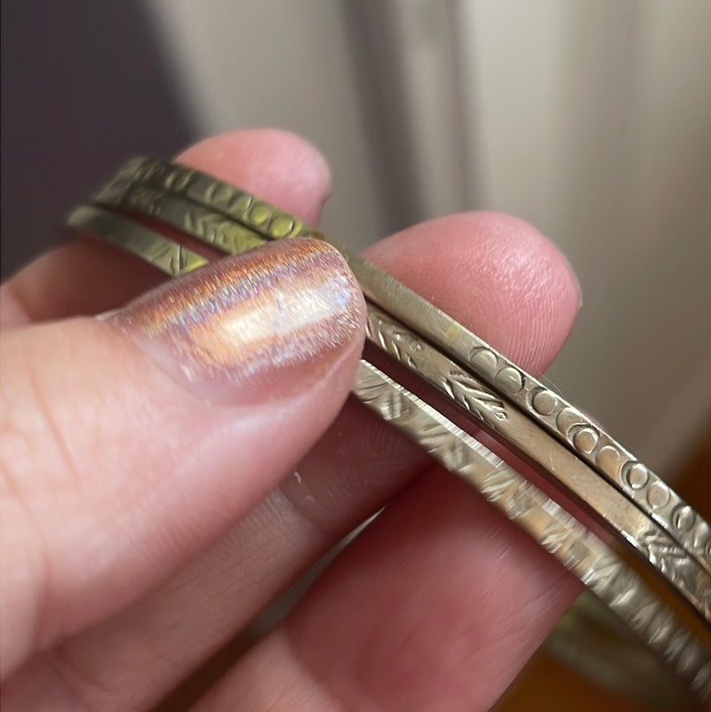 Engraved Bangle Set - Sterling Silver - Vintage