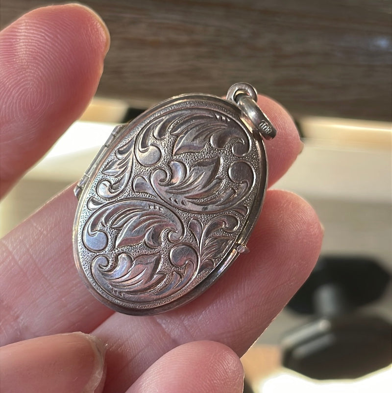 Engraved Locket - Sterling Silver - Vintage