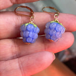 Periwinkle Glass Berry Earrings - Gold Filled - Handmade