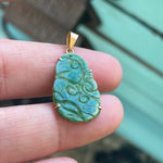 Carved Jade Pendant - 14k Gold - Vintage