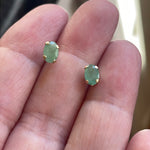 Emerald Stud Earrings - 14k Gold - Vintage