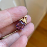 Ornate Amethyst Pendant - Square Cut - 14k Gold - Vintage