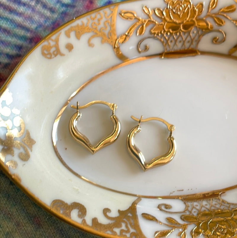 Triangle Hoop Earrings - 14k Gold - Vintage