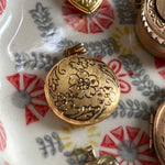 Engraved Flower Locket - Gold Filled - Vintage