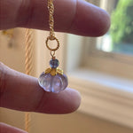 Carved Fluorite Pumpkin Necklace - Gold Filled - Handmade