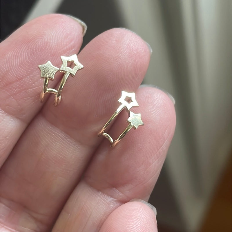 Star Hoop Earrings - 9k Gold - Vintage