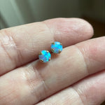 Opal Stud Earrings - Manmade - 10k Gold - Vintage