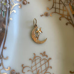 Moon Star Pendant - 14k Gold - Vintage