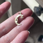 Moon Star Pendant - 14k Gold - Vintage