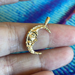 Moon Face Pendant - 14k Gold - Vintage