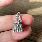 Fish Basket Charm - Sterling Silver - Vintage