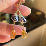 Mouse Earrings - Citrine and Peridot - Gold Filled - Handmade