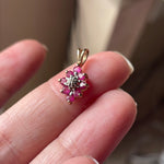 Ruby Pendant - Diamond - 10k Gold - Vintage