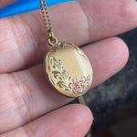 Gold Flower Locket - Rose Gold Flower - Gold Filled - Vintage