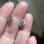Emerald Marquise Earrings - 10k Gold - Vintage