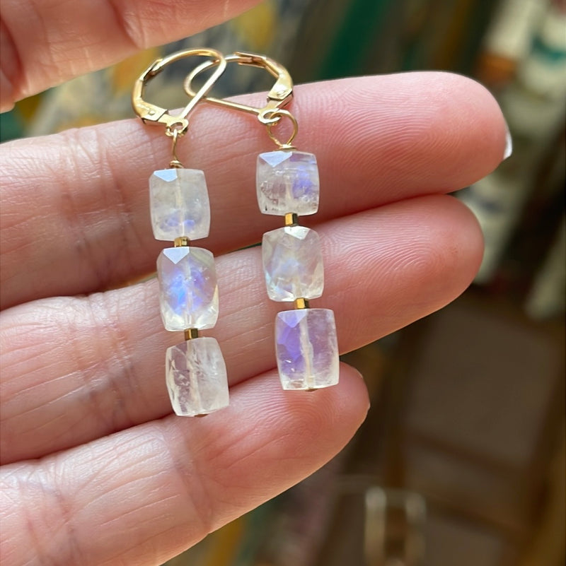 Moonstone Drop Earrings - Gold Filled - Handmade