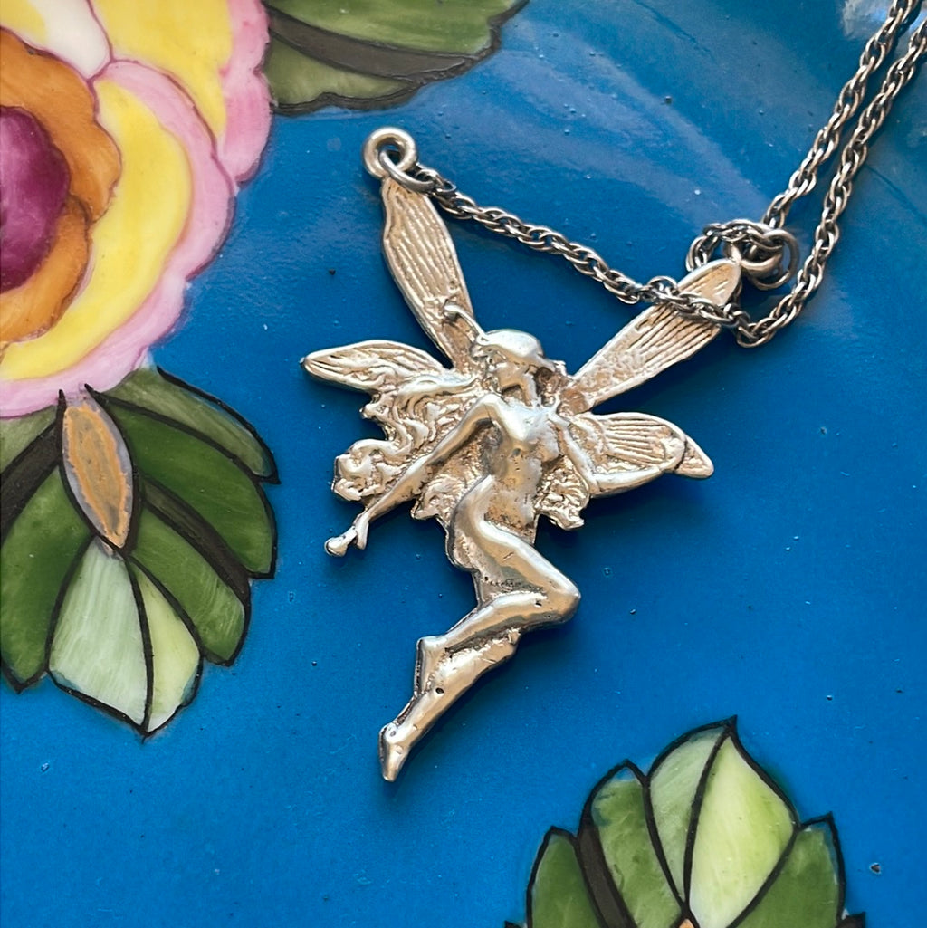 Fairy Necklace Sterling Silver Nouveau Vintage – Vintage