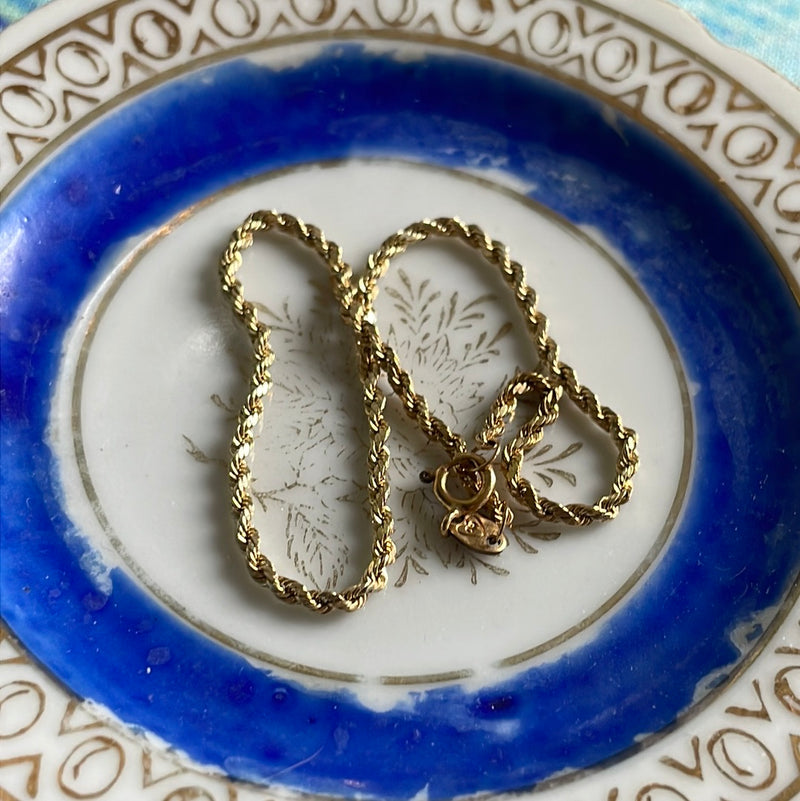 Gold Rope Chain Bracelet - 10k Gold - Vintage