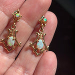 Opal Drop Earrings - 14k Gold - Vintage