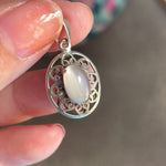 Moonstone Ornate Pendant - Sterling Silver - Vintage