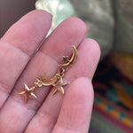 Moon Star Dangle Earrings - 14k Gold - Vintage